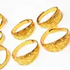 Anillo Auspicioso Dorado Chapado Color-Preservante con Caracteres Chinos Tallados, Anillo de Pareja para Hombres y Mujeres, Anillo Imitación Oro, Anillo Ajustable para Personas Mayores