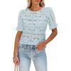 Roupas femininas transfronteiriças europeias e americanas Amazon TK2025 Explosões de verão Casual Bolha de renda oca Camisa de manga curta Top