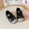 Zapatos de princesa para niñas, zapatos de charol plateados pequeños estilo Chanel para niños, zapatos Mary Jane con lentejuelas para niñas, zapatos de piel para bebé con suelas blandas, mocasines