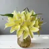 Flores Simuladas 8 Cabezas de Lirios Flores Artificiales de Rama Alta de Alta Calidad Adornos para Decoración de Interiores del Hogar Bodas Arreglo Floral