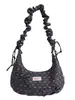 Bolsa de Axila Estilo Coreano de Nicho Nova Primavera Bolsa de Mão Plissada com Laço para Mulheres Bolsa Nuvem de Ombro Único
