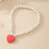 Pulseras Transfronterizas de Nuevo Estilo Europeas y Americanas, Multicolor, Sencillas, Elegantes, Modernas, Lindas, en Forma de Corazón, Pulseras de Perlas de Imitación como Regalo