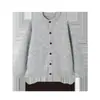 Suéter cardigan de punto de mezcla de lana, ajuste relajado, estilo Harajuku nuevo, color liso, básico, retro, cuello redondo, bloques de color, botones