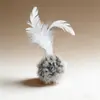 Brinquedo Agitador para Gatos Bola de Pelo de Coelho Brinquedo para Gatos Brinquedo para Pets Varinha Agitadora para Filhotes Brinquedo para Gatos para Autodiversão e Alívio do Tédio