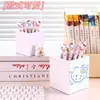 Nuevo Portalápices de Escritorio con Forma de Gato, Caja de Papelería Grande para Estudiantes, Decoración de Escritorio para el Campus, Cubo de Almacenamiento para Brochas de Maquillaje de Dormitorio