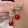 Moda Coreana Exquisitos Brincos de Pérola Folha de Diamante Roxa Agulha de Prata S925 Design de Nicho Brincos de Alta Qualidade Atacado