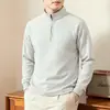 Sudadera de algodón para hombre con media cremallera y cuello alto, nuevo modelo otoño 2026, color liso, casual y cómoda, de manga larga, sudadera básica para hombre