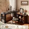Escritorio Estilo Medieval para Uso Doméstico, Escritorio de Computadora Retro Semi-Cerrado, Tocador de Esquina para Habitación de Niñas, Mesa con Gabinete de Almacenamiento Integrado