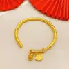 Nova Moda de Nicho Estilo Chinês Estilo Nacional Pulseira de Segurança com Nó de Bambu Banhada a Ouro Lótus Nó de Bambu Anel Liso Pulseira Atacado