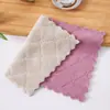 Paño de limpieza de vellón de coral engrosado de doble capa, toalla para lavar platos, toalla de mano absorbente, paño para limpiar tazones, paño para limpiar mesas, trapo para lavar platos