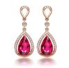 Zhen Rong AliExpress Amazon Transfronteiriço Joias para Orelha Europa e América Banhado a Ouro Rosa 18k Vermelho Pombo Gota de Sangue Brinco de Pera