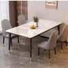 Juego de mesa y sillas de comedor moderno minimalista, con tablero de losa de roca para un toque de lujo, adecuado para apartamentos pequeños, mesa de comedor rectangular