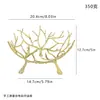 Nova bandeja de frutas de chifre de ouro de luxo, cesta de frutas de liga estilo europeu, bandeja de armazenamento de lanches para mesa de centro da sala de estar, ornamento decorativo