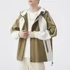 Jaqueta de Trabalho Nova Primavera e Outono Masculina Funcional Solta Tendência Marca Casual Com Capuz Impermeável para Exterior Roupa Masculina