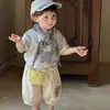 Conjunto de Verano para Bebés y Niños Pequeños Estilo Nuevo Parche de Dibujos Animados Conjunto de Dos Piezas de Manga Corta con Pantalones Cortos Versátil Hecho a Medida