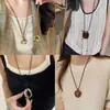 Bolso Pequeño Collar de Cordón de Cuero Sintético Estilo Retro de Hong Kong, Cadena de Suéter Versátil de Media Luna a la Moda, Accesorio de Moda Callejera de Gama Alta para Mujeres