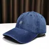 Gorra de Pico Sombrero para el Sol Casual Letra Retro Unisex Primavera Verano Nuevo Azul Denim Lavado Vintage Gorra de Béisbol