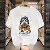 Venta al por mayor de fábrica manga corta sencilla estampado de letras con cinta holgada Joker cuello redondo amantes camiseta de manga corta