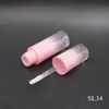 Tubo redondo de brillo de labios con degradado rosa 3.5 ml, tubo vacío para brillo de labios material de embalaje de plástico, fabricante por encargo