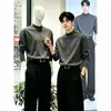 Atacado de Fábrica Outono Inverno Masculino Estilo Coreano Manga Longa Camiseta Quente Gola Alta Meia De Rong Cor Sólida Camada Base Camiseta de Segunda Pele