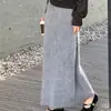 5% seda de morera, 5% cachemira, 90% lana de oveja, Fábrica de Tejidos Puyuan, falda larga de punto versátil estilo coreano con diseño cepillado de lana