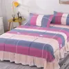 Saia de Cama Escovada Colcha Peça Única Lavada Cama de 1,8m Capa Protetora Amiga da Pele para Dormir Nu Moda Saia de Renda Cama Lençóis de Cama