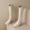 428~Botas de Montura de Cuero de Lujo de Alta Calidad, Cómodas y que Aumentan la Altura, con Tacón de 5 cm, Cremallera Lateral, Botas Altas Largas para Otoño e Invierno