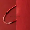Pulsera Fidelity doble círculo cinabrio año del Dragón pulsera de cinabrio rojo chino segura flor de durazno con piedra natural Cristal de fresa