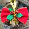 Decoración de Lazo de Campana de Navidad de Cinta Multicolor Hecha a Mano Cinta Cinta Colgante de Alambre Dorado Accesorios para Regalo de Halloween