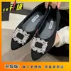 Zapatos Planos de Moda y Versátiles Estilo Retro Francés para Mujer, Nuevos Zapatos de Punta Aguda con Hebilla Cuadrada de Pedrería para Primavera y Otoño 2025 para Mujer