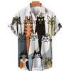 2024 Transfronterizo Hombre Caliente Nuevo Camisa de Manga Corta Serie Vacaciones Hawái Estampado 3D Casual Top para Hombre