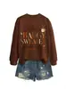 Suéter holgado color café Amazon Wish Sitio Independiente Moda Casual Nueva sudadera para mujer Comercio exterior