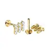 Joyería para Piercing de Oreja con Cabeza de Aleación de Titanio Jiangtai F136 de Forma Irregular Incrustada con Circonitas, Cuerpo de Aleación de Titanio G23