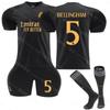 2324 Uniforme de futebol terceiro uniforme de visitante Real Madrid conjunto preto 7 Vinicus 9 Mbappe 5 Bellingham