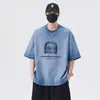 Ropa de Hombre Shanggu 2026 Verano Algodón Lavado de Peso Pesado Manga Corta Cuello Redondo Camiseta Marca de Moda Tallas Grandes Ropa para Hombre
