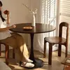 Mesa de Jantar Redonda Sólida em Madeira de Nogueira Tulipa Retro Nórdica para Uso Doméstico em Apartamentos Pequenos, Varanda de Café