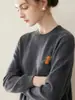 Suéter de punto base sin costuras 100% cachemira pura estilo minimalista para mujer, cuello redondo, bordado, suéter de punto versátil
