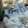 Juego de Cama Minimalista de Algodón Puro de Clase A de Cuatro Piezas, Adecuado para Dormir Directamente en la Cama, Funda de Edredón de Algodón para Dormitorio en Casa, Juego de Cama de Tres Piezas~