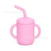 Taza de Aprendizaje para Beber de Silicona para Bebé en Stock, Taza de Grado Alimenticio, Taza con Popote Anticaídas para Niños, Taza de Silicona con Doble Asa de 120 ml