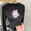 Camiseta para niños 2026 nuevo estilo cuello redondo manga larga para niñas otoño e invierno polar cálido y elegante top base para niñas pequeñas
