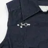 Chaleco de Mezclilla Nuevo para Mujer Primavera/Verano 2026 con Hebilla de Avión, Tendencia de Moda Transfronteriza, Cárdigan de Color Sólido con Cuello de Solapa y Botones
