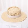 Sombrero de Paja para Mujer Tejido Sombrero de Playa Cowboy Verano Británico Retro Fresco Sombrero de Copa Sombrero Protección Solar Venta al por Mayor