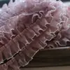 .4CM de ancho borde de espiga fruncido de organza encaje tridimensional Textiles para el hogar Zapatos Lolita sombreros ropa Ma Taibao