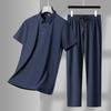 Trinta Outono Papai Roupas de Verão Gelo Seda Terno Esportivo Masculino Verão Calças de manga curta Meia-idade e idosos Homens Casual Sportswear