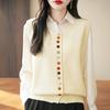 Chaleco Cardigan de Punto Nuevo Algodón Puro Cuello Redondo para Mujer Colorido Botón Color Sólido Sin Mangas Chaleco Superior para Vestir