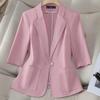 Chaqueta de traje para mujer, estilo coreano, ajustada, blanca, de manga larga, informal, de moda, para primavera y otoño.