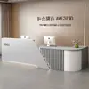 Mostrador de recepción de empresa de estilo chino nuevo, mostrador de recepción, caja registradora, mostrador de vestíbulo, escritorio de oficina pequeño, moderno y sencillo para tienda