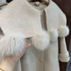 Abrigo de lana para niñas, dulce y elegante, para niños mayores, abrigo de lana engrosado para estudiantes de secundaria, de longitud media para otoño e invierno
