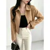 Moda Feminina Comércio Exterior Casual Coreano Manga Longa Slim Fit Camurça Zíper Cardigan Jaqueta Outerwear Versátil Estilo Coreano