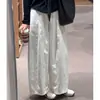 Calça balloon cáqui de perna larga para mulheres, verão 2026, fina, cintura alta, solta, emagrecimento, casual, petite, calça de perna curva